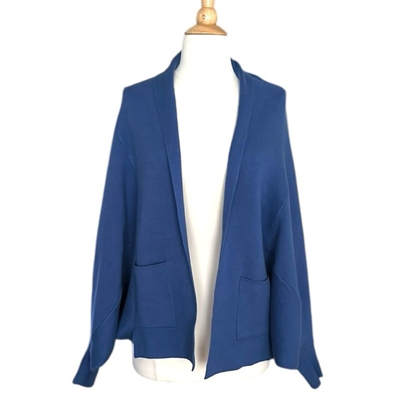 J. JILL Pure Jill Double Knit Blue Cardigan Dolman Sleeve Oversized Open Size M - Picture 5 of 15